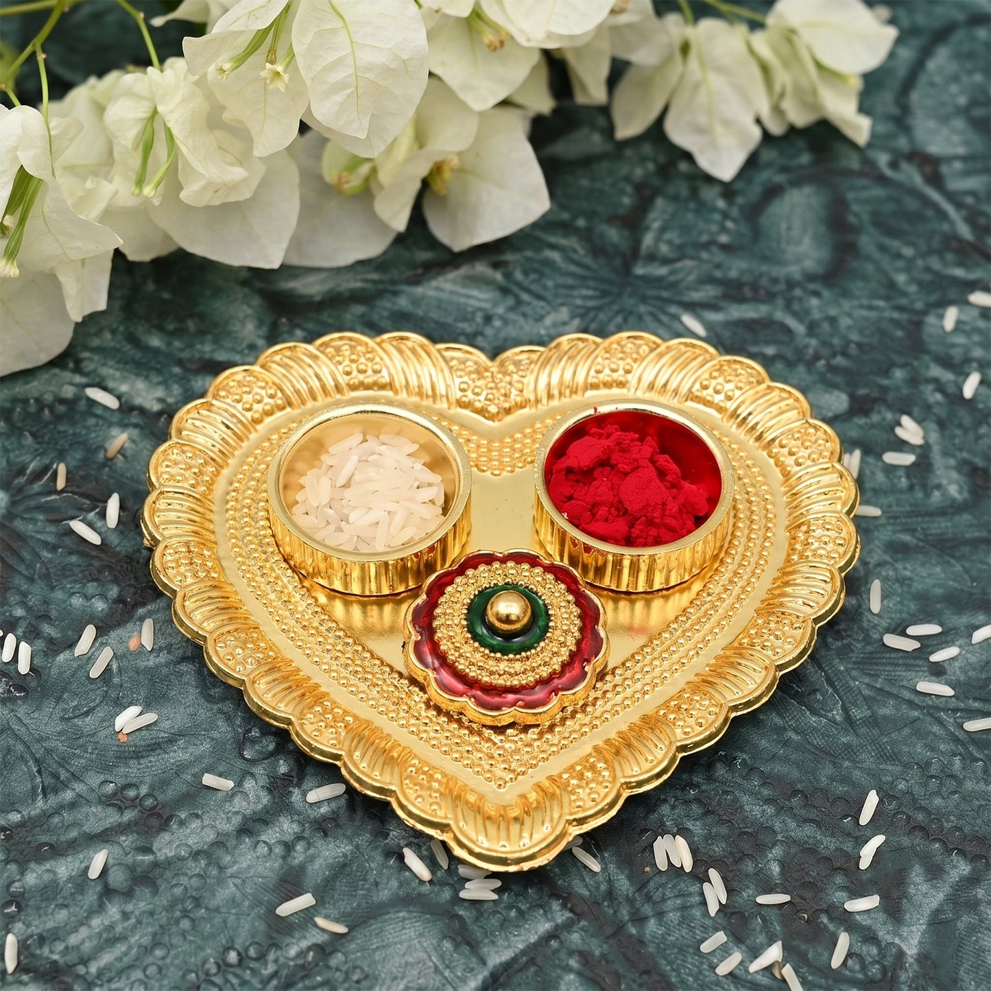 Heart Shape Kumkum Holder  Elegant Pooja Accessory For Festivals