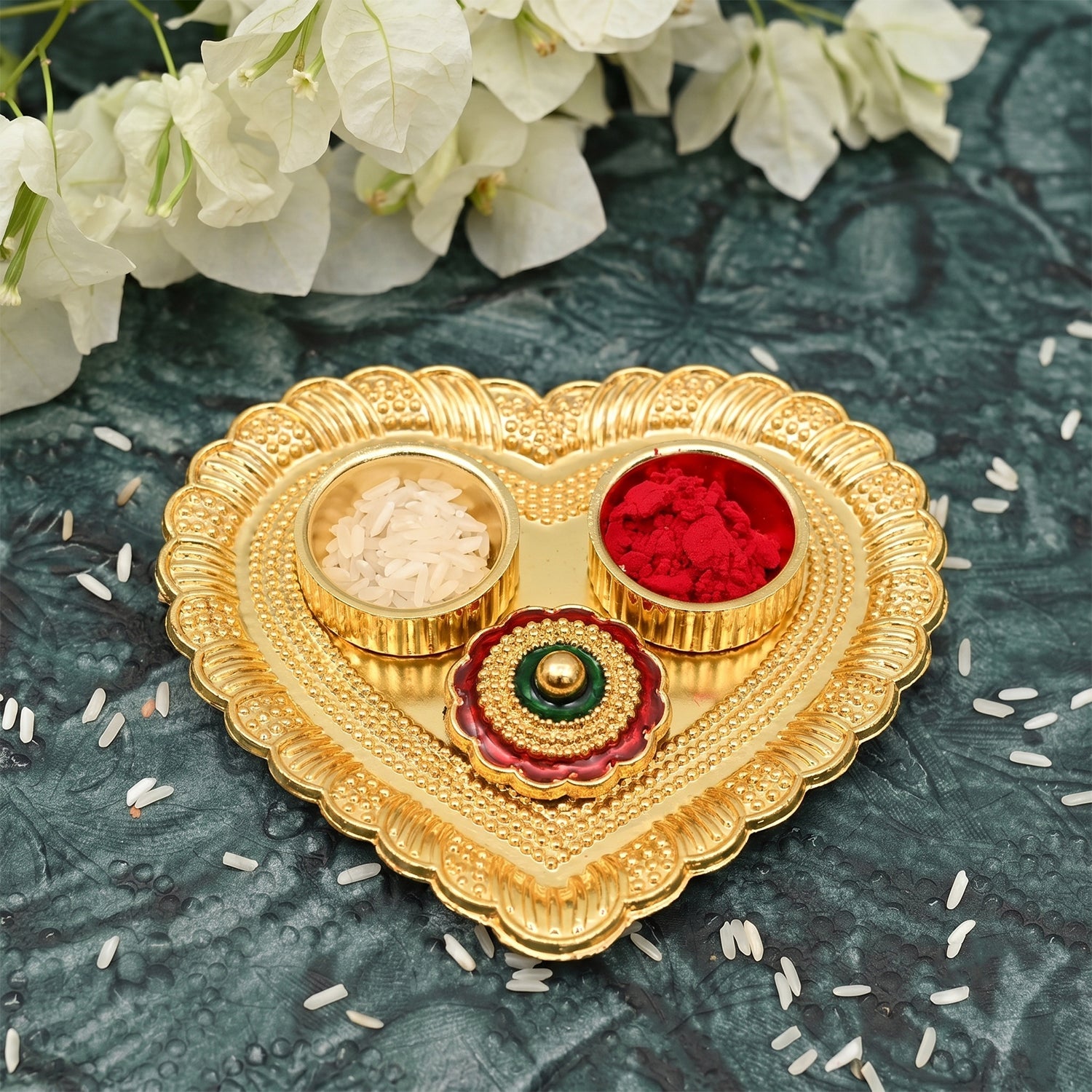 Heart Shape Kumkum Holder  Elegant Pooja Accessory For Festivals