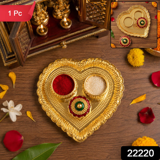 Heart Shape Kumkum Holder  Elegant Pooja Accessory For Festivals