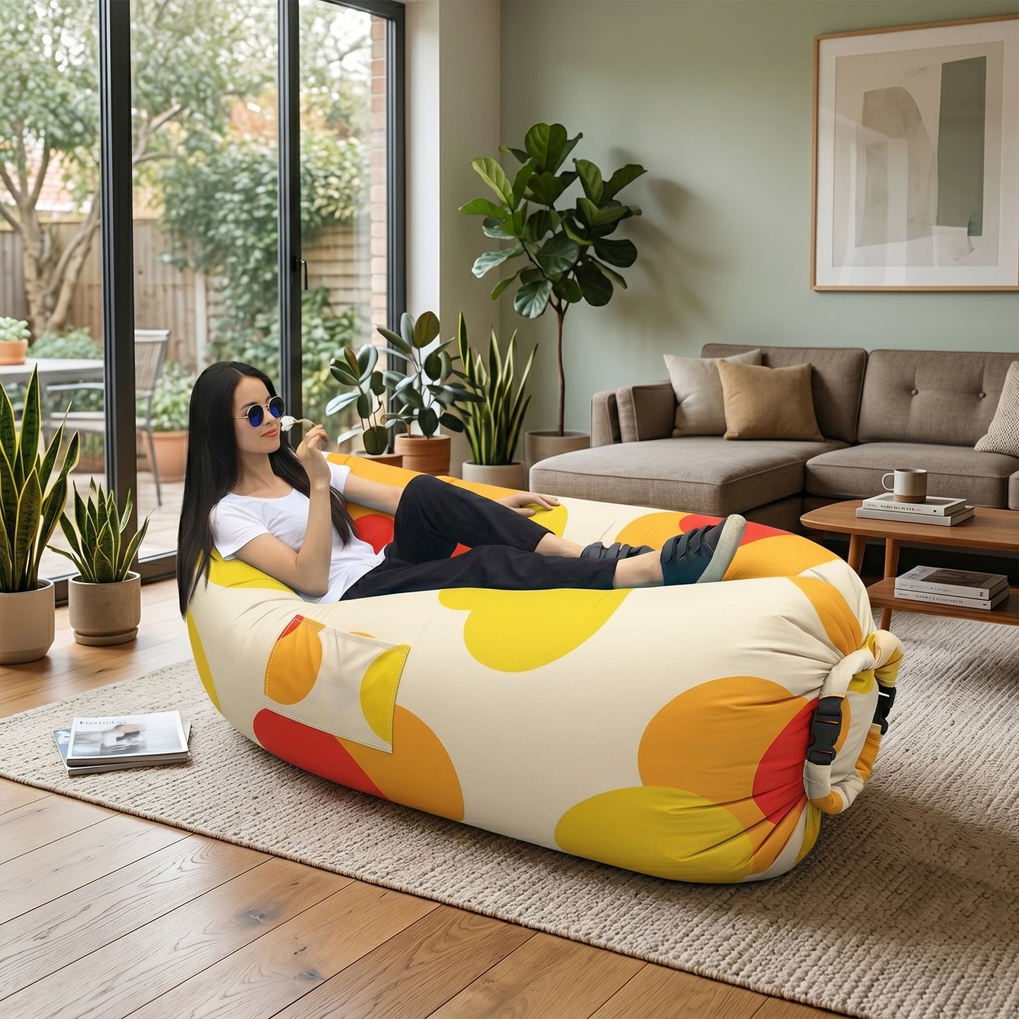 Portable Inflatable Air Lounger Sofa For Outdoor Beach Garden And Travel (1 Pc)