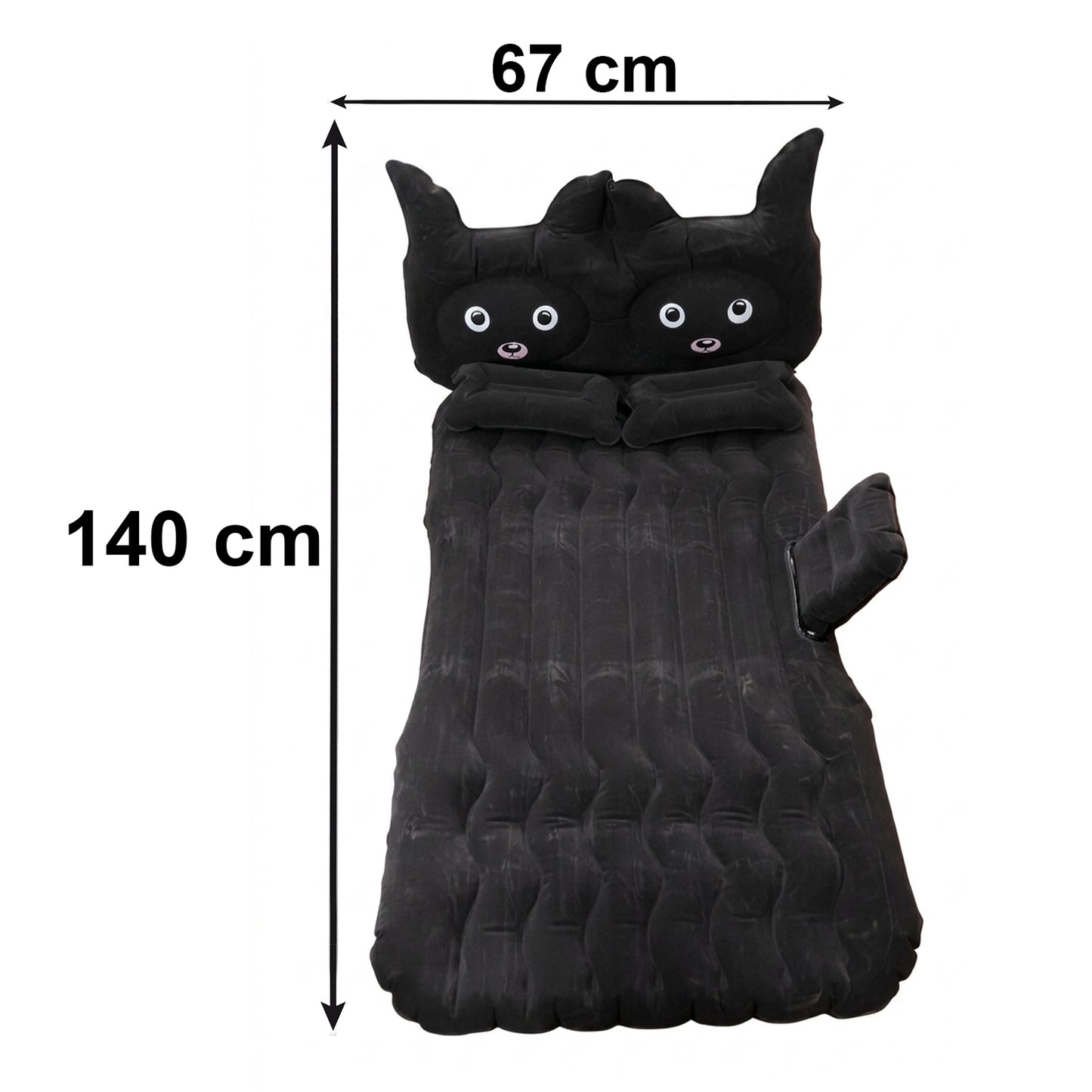 Cute Car Air Mattress Set With Black Cat Pillow For Comfortable Sleeping On The Go (1 Set)