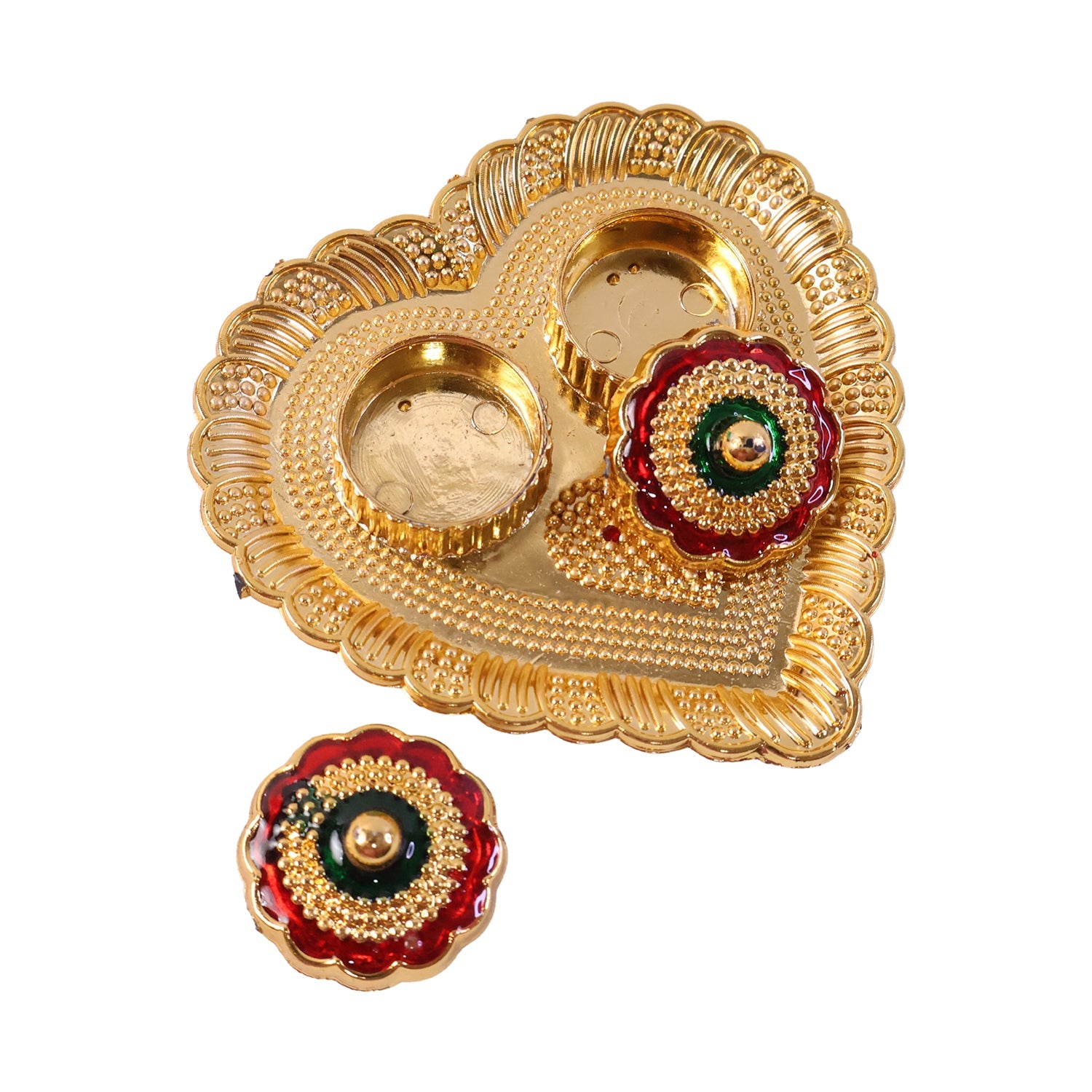 Heart Shape Kumkum Holder  Elegant Pooja Accessory For Festivals